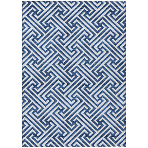 HomeRoots 9' Durable Blue and Ivory Geometric Area Rug – Perfect for Indoor or Outdoor Spaces, Easy Care & Modern Style 9' X 12' 583574