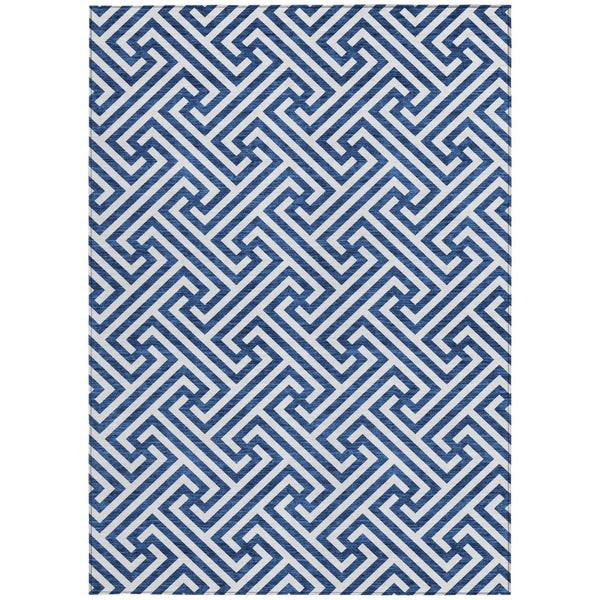 Homeroots 3' Black And Ivory Geometric Washable Area Rug For Indoor And Outdoor Spaces, Durable & Stylish 9' X 12' Polyester 583574