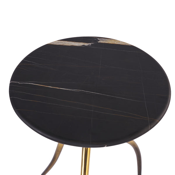 Sunpan Trent End Table - Stunning Matte Black Marble Top with Gold Ombre Frame for Chic Home Décor Style