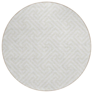 HomeRoots 5' Versatile Ivory and Beige Geometric Area Rug - Durable, Washable Design for Indoor and Outdoor Spaces 8' Round 583590