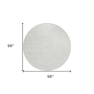 Homeroots 3' Black And Ivory Geometric Washable Area Rug For Indoor And Outdoor Spaces, Durable & Stylish 8' Round Polyester 583590