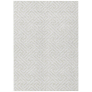 HomeRoots 9' Stylish Ivory and Beige Geometric Area Rug - Washable, Durable, Perfect for Indoor and Outdoor Use 9' X 12' 583592