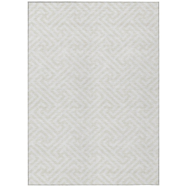 HomeRoots 9' Stylish Ivory and Beige Geometric Area Rug - Washable, Durable, Perfect for Indoor and Outdoor Use 9' X 12' 583592