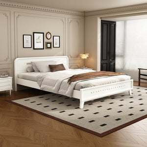 English Elm Pine Solid Wood Queen Platform Bed Matte Finish Tall Headboard No Box Spring White N770PQ291030K