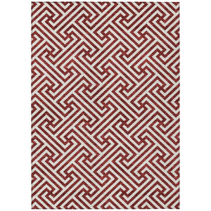 HomeRoots 9' Merlot and Ivory Geometric Area Rug - Durable, Washable Design for Indoor and Outdoor Spaces 9' X 12' 583598