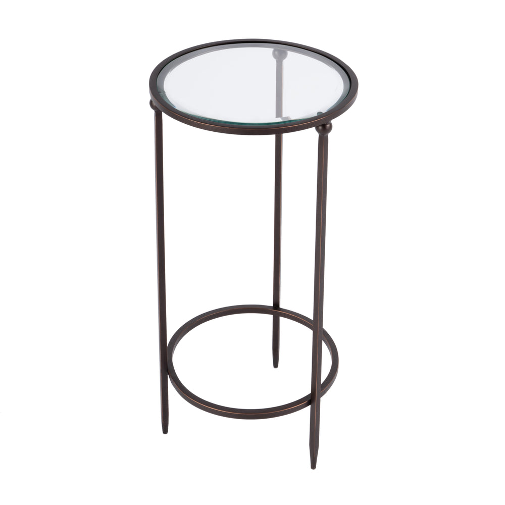 Butler Specialty Lola Round Glass And Metal Side Table - Stylish, Lightweight Design For Your Living Space Black Iron,Glass 5836025-butler