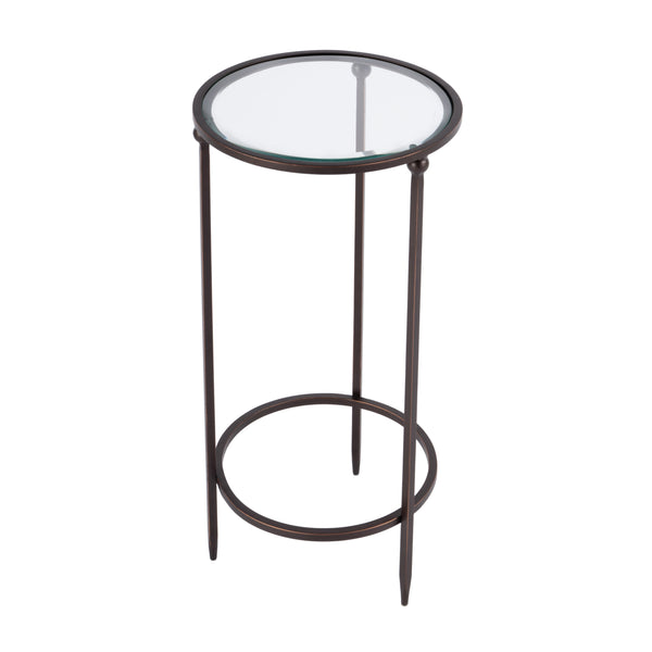 Butler Specialty Lola Round Glass And Metal Side Table - Stylish, Lightweight Design For Your Living Space Black Iron,Glass 5836025-butler
