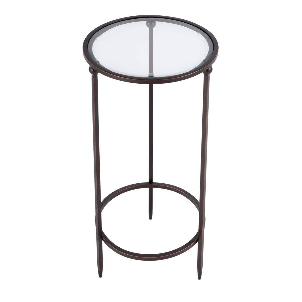 Butler Specialty Lola Round Glass And Metal Side Table - Stylish, Lightweight Design For Your Living Space Black Iron,Glass 5836025-butler