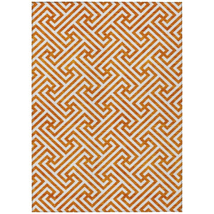 HomeRoots 9' Vibrant Orange and Ivory Geometric Area Rug for Indoor/Outdoor Spaces - Washable & Durable Design 9' X 12' 583610