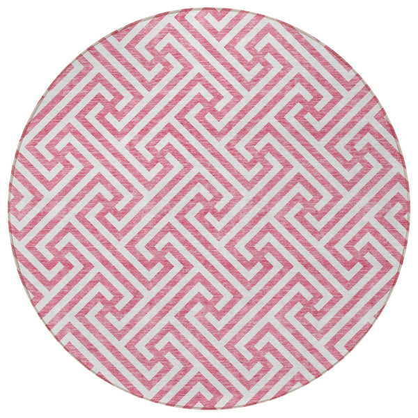 Homeroots 3' Black And Ivory Geometric Washable Area Rug For Indoor And Outdoor Spaces, Durable & Stylish 8' Round Polyester 583614