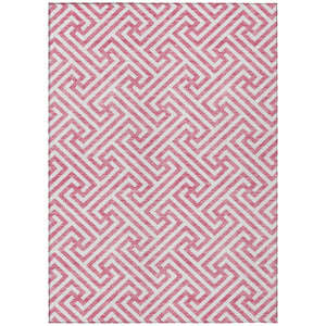 HomeRoots 9' Stylish Pink and Ivory Geometric Washable Indoor Outdoor Rug for Modern Spaces and Durability 9' X 12' 583616