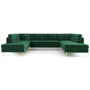 English Elm Brooke Velvet U-shaped Sectional Sofa with Block Legs for Spacious Living Rooms B183S00064