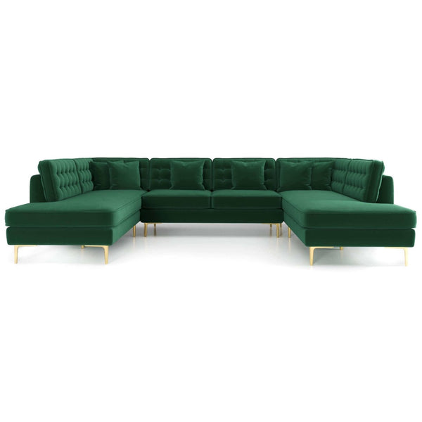 English Elm Brooke Velvet U-shaped Sectional Sofa with Block Legs for Spacious Living Rooms B183S00064