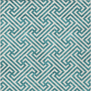 Homeroots 3' Black And Ivory Geometric Washable Area Rug For Indoor And Outdoor Spaces, Durable & Stylish 5' X 8' Polyester 583631