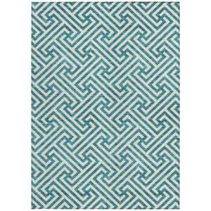 Homeroots 3' Black And Ivory Geometric Washable Area Rug For Indoor And Outdoor Spaces, Durable & Stylish 8' X 10' Polyester 583633