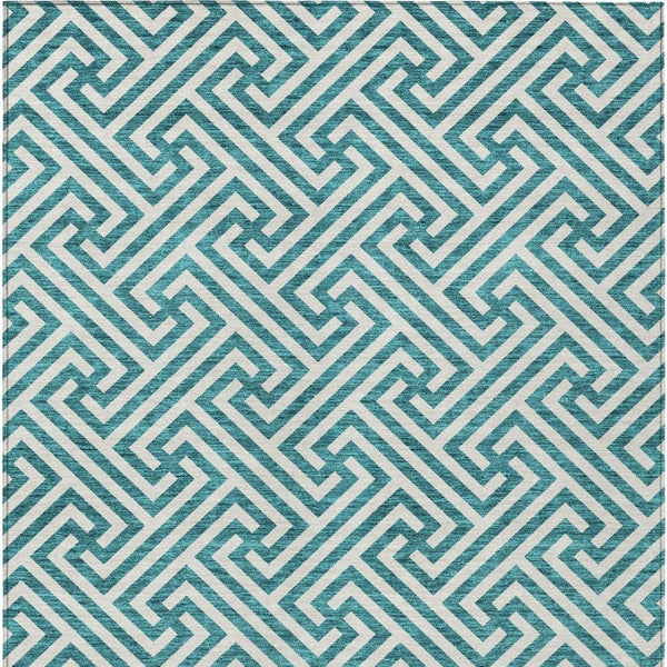 Homeroots 3' Black And Ivory Geometric Washable Area Rug For Indoor And Outdoor Spaces, Durable & Stylish 8' X 10' Polyester 583633