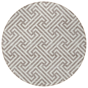 Homeroots 3' Black And Ivory Geometric Washable Area Rug For Indoor And Outdoor Spaces, Durable & Stylish 8' Round Polyester 583638