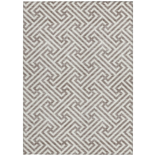 Homeroots 3' Black And Ivory Geometric Washable Area Rug For Indoor And Outdoor Spaces, Durable & Stylish 8' X 10' Polyester 583639