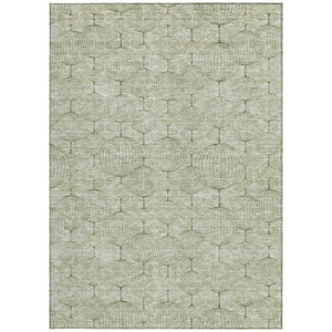 Homeroots 3' Artichoke Green Geometric Washable Area Rug - Perfect For Indoor And Outdoor Spaces, Durable Design 3' X 5' Polyester 583642