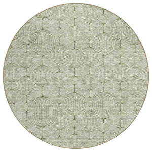 HomeRoots 5' Artichoke Green and Ivory Geometric Indoor Outdoor Area Rug - Stylish, Washable, Durable Comfort 8' Round 583644