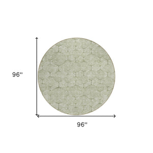 Homeroots 3' Artichoke Green Geometric Washable Area Rug - Perfect For Indoor And Outdoor Spaces, Durable Design 8' Round Polyester 583644