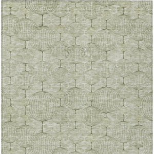 Homeroots 3' Artichoke Green Geometric Washable Area Rug - Perfect For Indoor And Outdoor Spaces, Durable Design 8' X 10' Polyester 583645