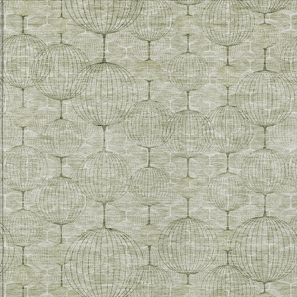 Homeroots 3' Artichoke Green Geometric Washable Area Rug - Perfect For Indoor And Outdoor Spaces, Durable Design 8' X 10' Polyester 583645