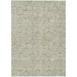 HomeRoots 9' Artichoke Green and Ivory Geometric Area Rug - Stylish, Durable, Washable for Indoor/Outdoor Use 9' X 12' 583646