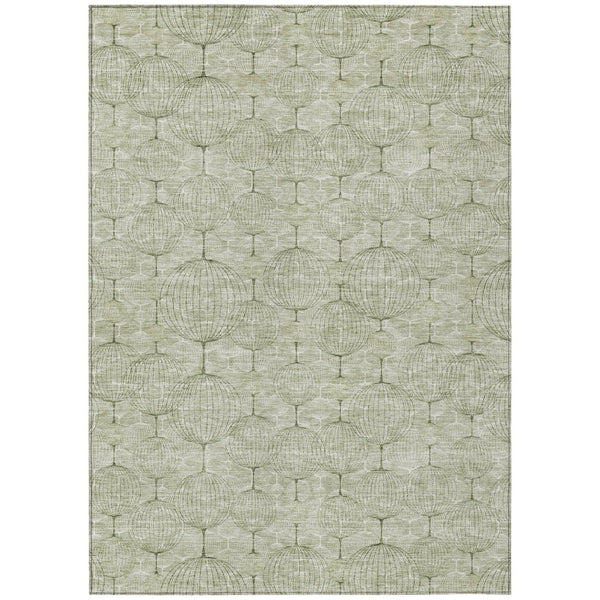 HomeRoots 9' Artichoke Green and Ivory Geometric Area Rug - Stylish, Durable, Washable for Indoor/Outdoor Use 9' X 12' 583646