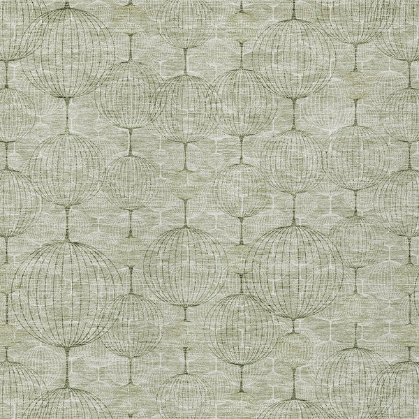 Homeroots 3' Artichoke Green Geometric Washable Area Rug - Perfect For Indoor And Outdoor Spaces, Durable Design 9' X 12' Polyester 583646