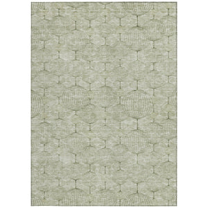 Homeroots 3' Artichoke Green Geometric Washable Area Rug - Perfect For Indoor And Outdoor Spaces, Durable Design 10' X 14' Polyester 583647