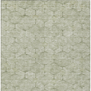 Homeroots 3' Artichoke Green Geometric Washable Area Rug - Perfect For Indoor And Outdoor Spaces, Durable Design 10' X 14' Polyester 583647