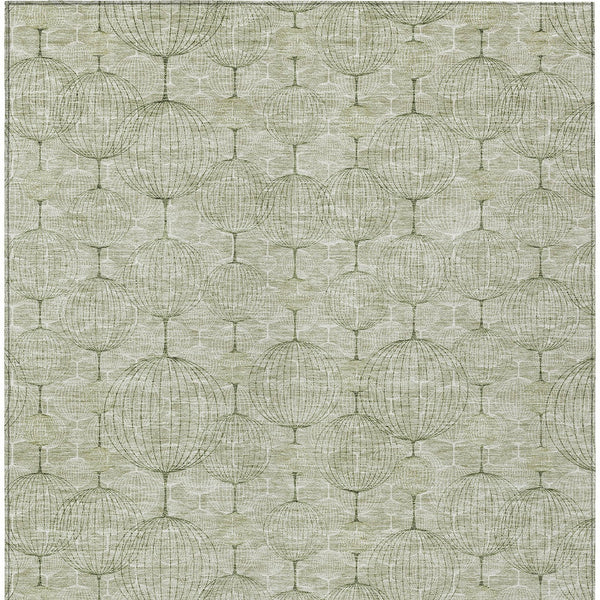 Homeroots 3' Artichoke Green Geometric Washable Area Rug - Perfect For Indoor And Outdoor Spaces, Durable Design 10' X 14' Polyester 583647