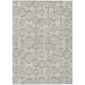HomeRoots 5' Beige and Brown Geometric Area Rug - Stylish, Washable, Durable for Indoor and Outdoor Spaces 5' X 8' 583649