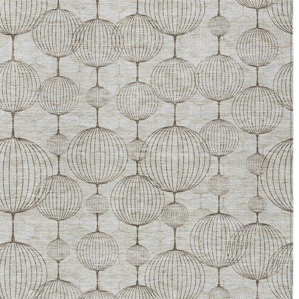 Homeroots 3' Artichoke Green Geometric Washable Area Rug - Perfect For Indoor And Outdoor Spaces, Durable Design 5' X 8' Polyester 583649