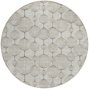 Homeroots 3' Artichoke Green Geometric Washable Area Rug - Perfect For Indoor And Outdoor Spaces, Durable Design 8' Round Polyester 583650