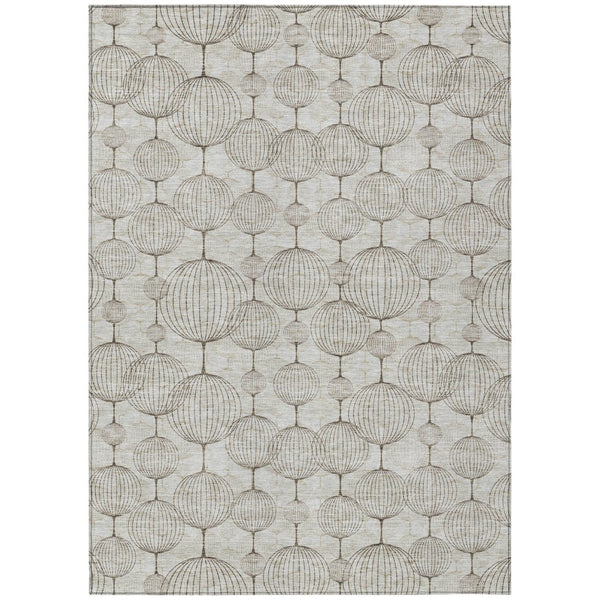 HomeRoots 5' Beige and Brown Geometric Area Rug - Stylish, Washable, Durable for Indoor and Outdoor Spaces 8' X 10' 583651