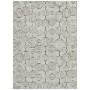 Homeroots 3' Artichoke Green Geometric Washable Area Rug - Perfect For Indoor And Outdoor Spaces, Durable Design 9' X 12' Polyester 583652