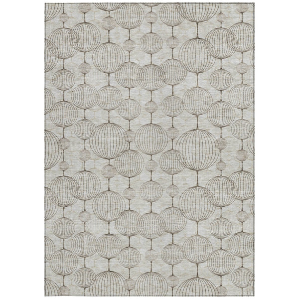 Homeroots 3' Artichoke Green Geometric Washable Area Rug - Perfect For Indoor And Outdoor Spaces, Durable Design 9' X 12' Polyester 583652