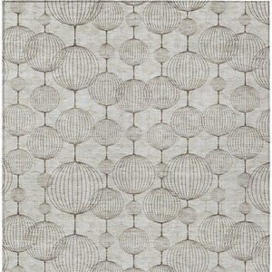 Homeroots 3' Artichoke Green Geometric Washable Area Rug - Perfect For Indoor And Outdoor Spaces, Durable Design 9' X 12' Polyester 583652