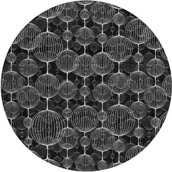 Homeroots 3' Artichoke Green Geometric Washable Area Rug - Perfect For Indoor And Outdoor Spaces, Durable Design 8' Round Polyester 583656