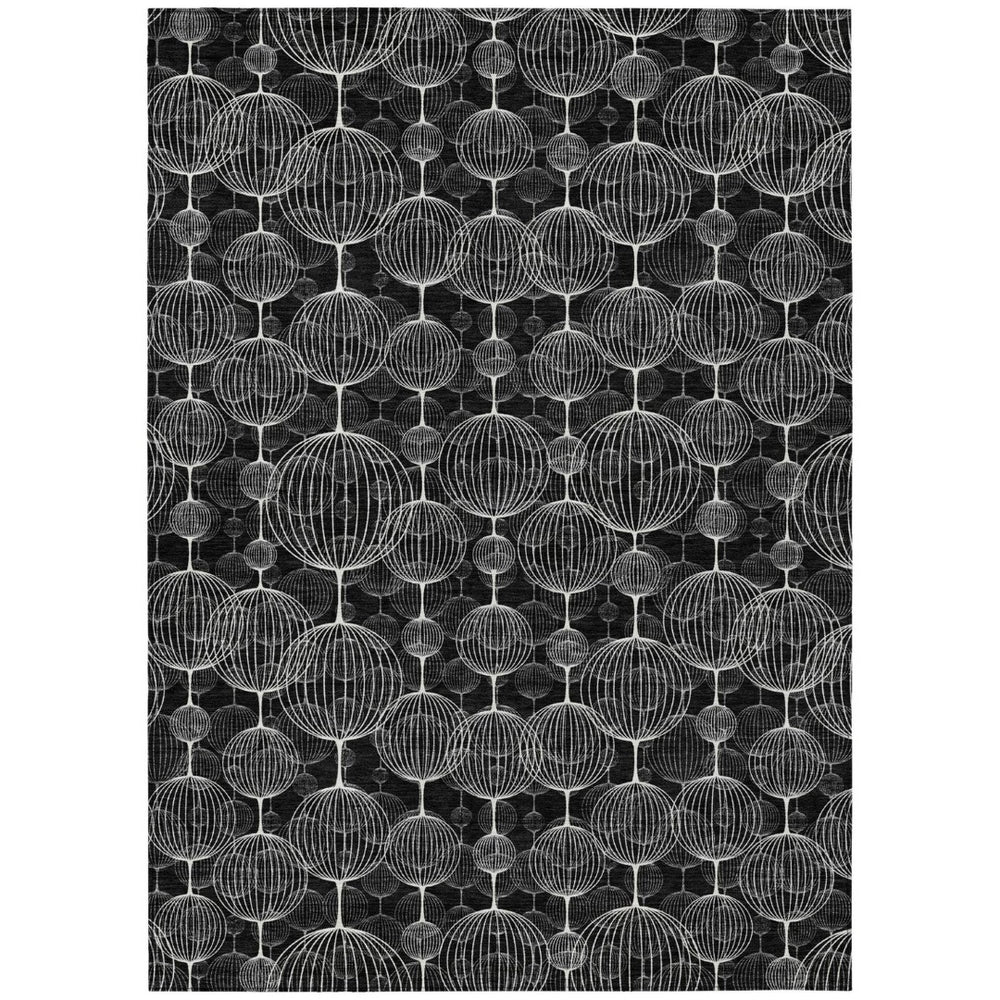 HomeRoots 9' Black Charcoal and Ivory Geometric Area Rug – Stylish, Washable, Durable for Indoor & Outdoor Use 9' X 12' 583658