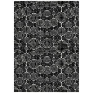 Homeroots 3' Artichoke Green Geometric Washable Area Rug - Perfect For Indoor And Outdoor Spaces, Durable Design 9' X 12' Polyester 583658