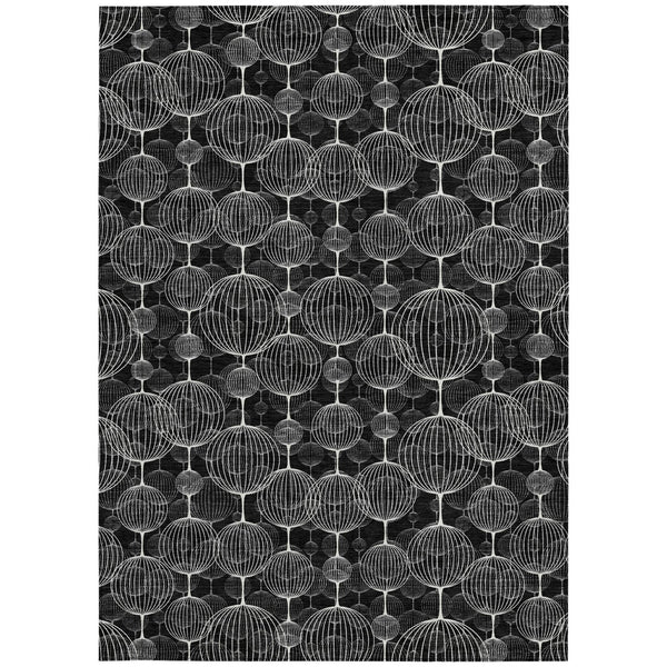 Homeroots 3' Artichoke Green Geometric Washable Area Rug - Perfect For Indoor And Outdoor Spaces, Durable Design 9' X 12' Polyester 583658