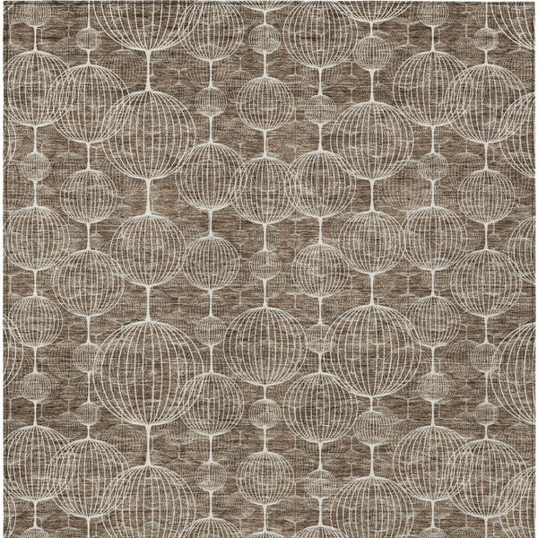 Homeroots 3' Artichoke Green Geometric Washable Area Rug - Perfect For Indoor And Outdoor Spaces, Durable Design 5' X 8' Polyester 583661