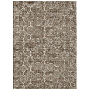 HomeRoots 5' Stylish Chocolate and Beige Geometric Area Rug - Durable, Washable, Perfect for Indoor and Outdoor Use 8' X 10' 583663