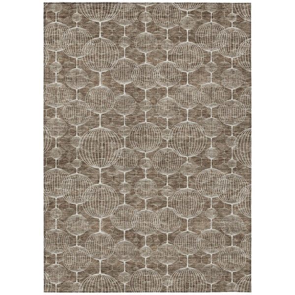 HomeRoots 5' Stylish Chocolate and Beige Geometric Area Rug - Durable, Washable, Perfect for Indoor and Outdoor Use 8' X 10' 583663