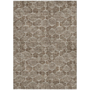 Homeroots 3' Artichoke Green Geometric Washable Area Rug - Perfect For Indoor And Outdoor Spaces, Durable Design 9' X 12' Polyester 583664