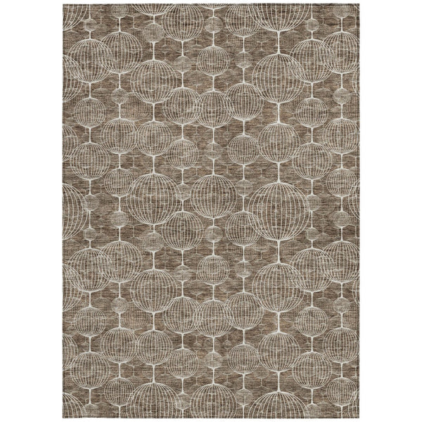 Homeroots 3' Artichoke Green Geometric Washable Area Rug - Perfect For Indoor And Outdoor Spaces, Durable Design 9' X 12' Polyester 583664