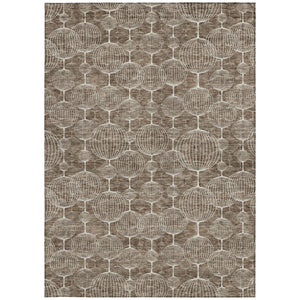 Homeroots 3' Artichoke Green Geometric Washable Area Rug - Perfect For Indoor And Outdoor Spaces, Durable Design 10' X 14' Polyester 583665